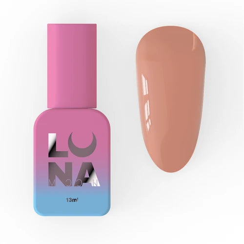 Nude beige gel nail polish bottle and swatch for professional manicure