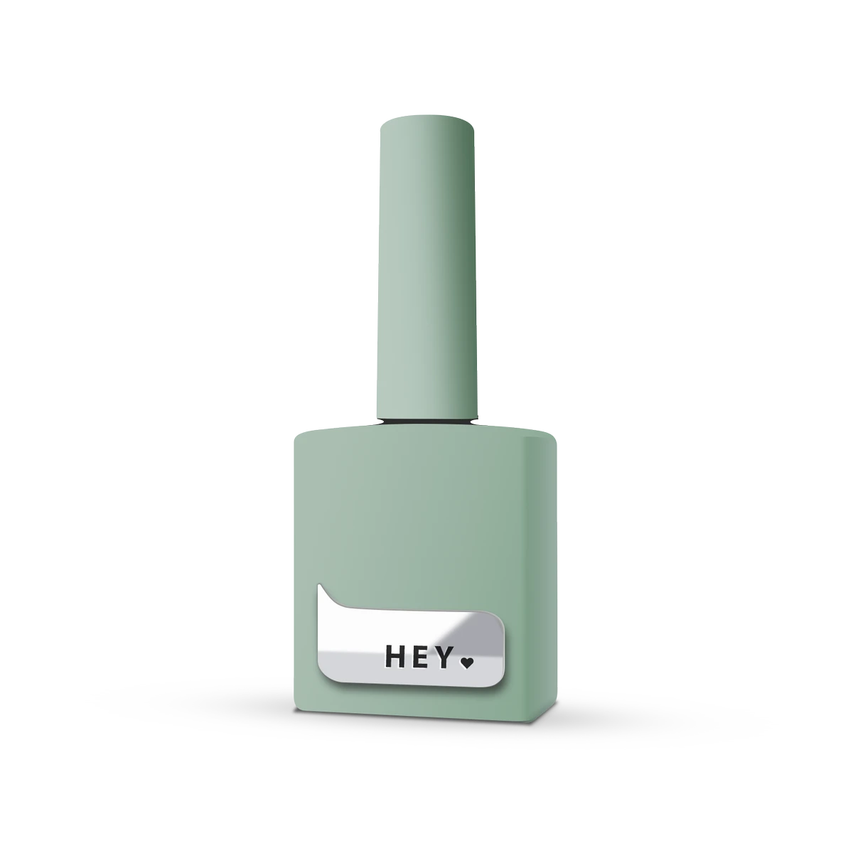 Matte green UV gel polish bottle for manicure and pedicure with HEY label.