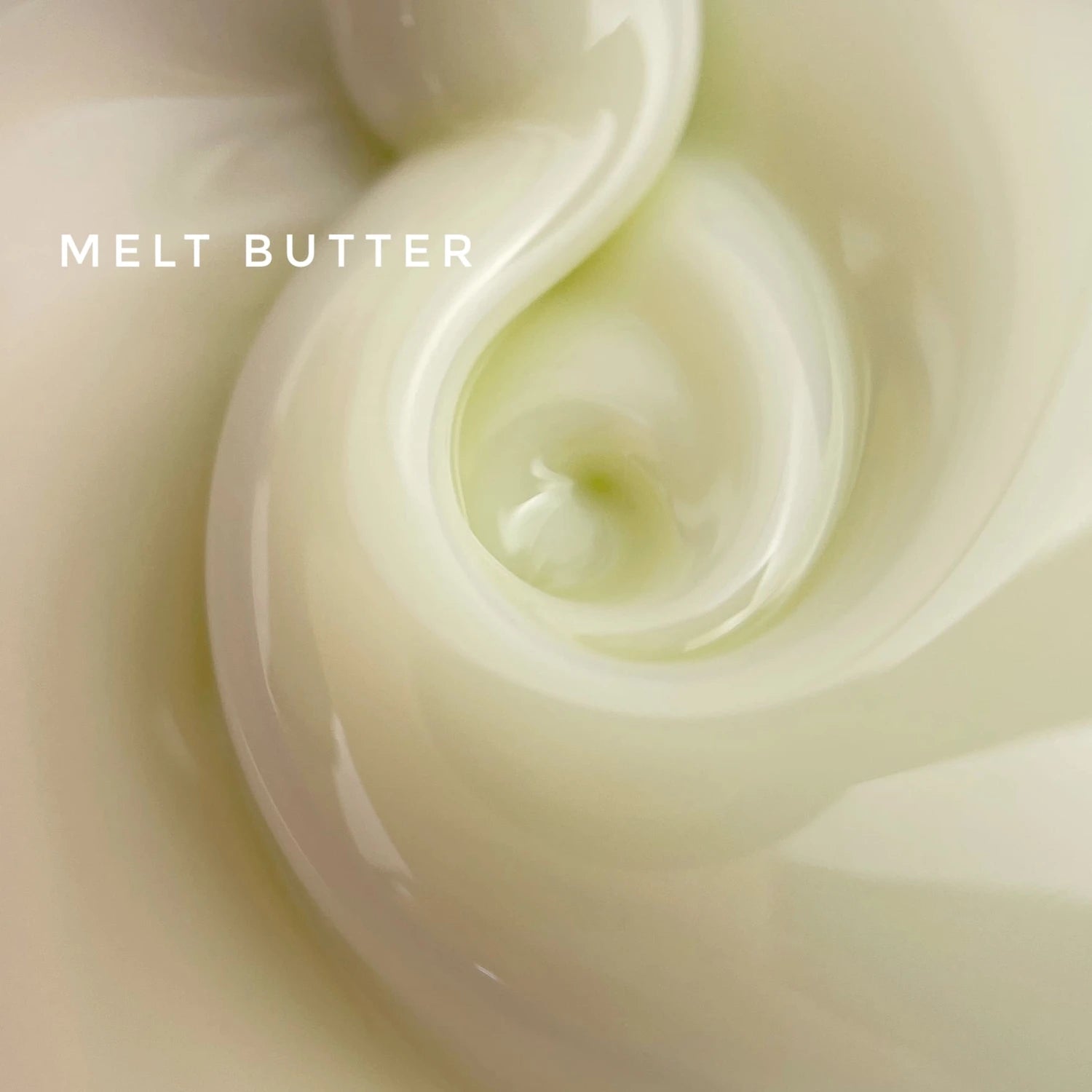 Creamy swirl of nail cuticle butter with glossy texture and 'Melt Butter' text