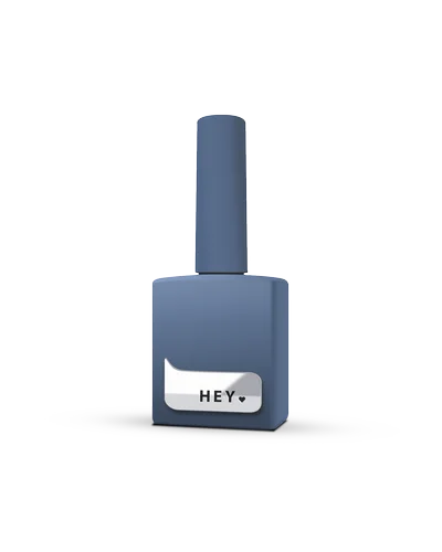 Blue UV gel nail polish bottle with label 'HEY', for manicures and pedicures.