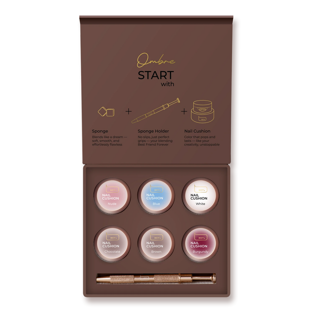 HEYLOVE Nail Cushion Set Brown – sada gelových barev na ombré, teplé odstíny, 6 x 2 g