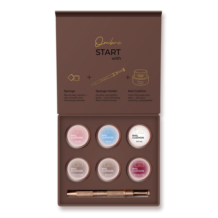 HEYLOVE Nail Cushion Set Brown – sada gelových barev na ombré, teplé odstíny, 6 x 2 g