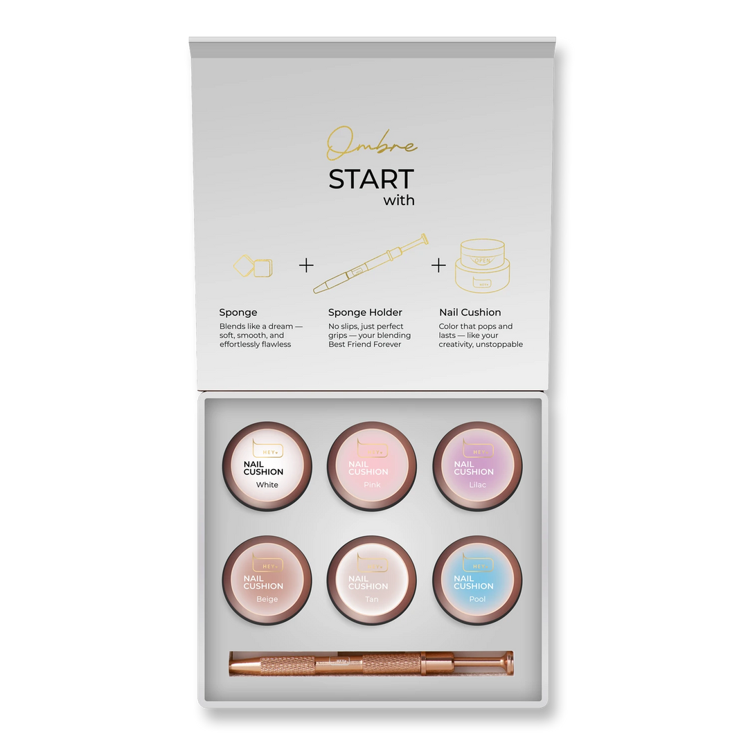 HEYLOVE Nail Cushion Set White – kit de tintas em gel para ombré, tons suaves, 6 x 2 g