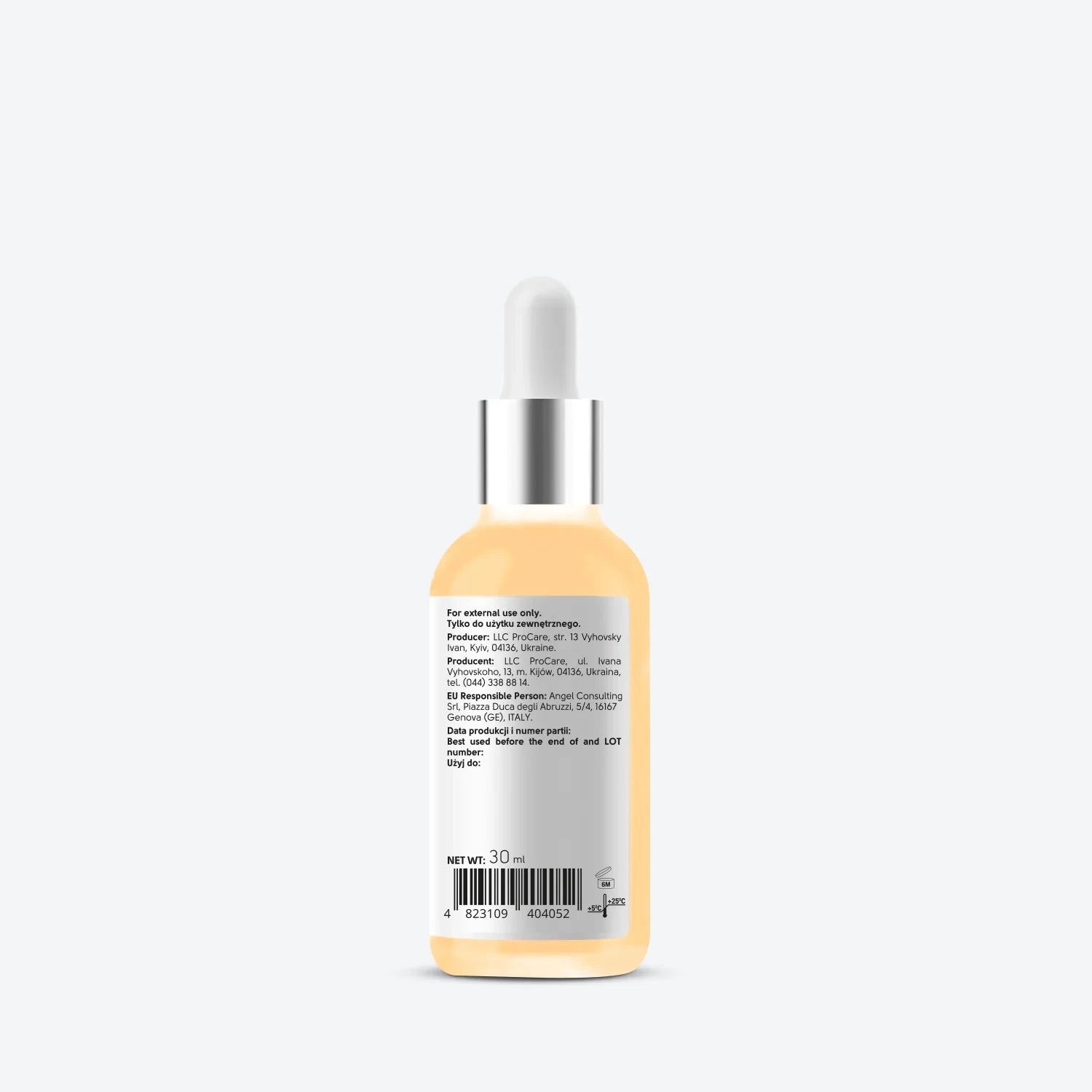 Dropper bottle of nail and cuticle oil with grapefruit, ingredient label visible