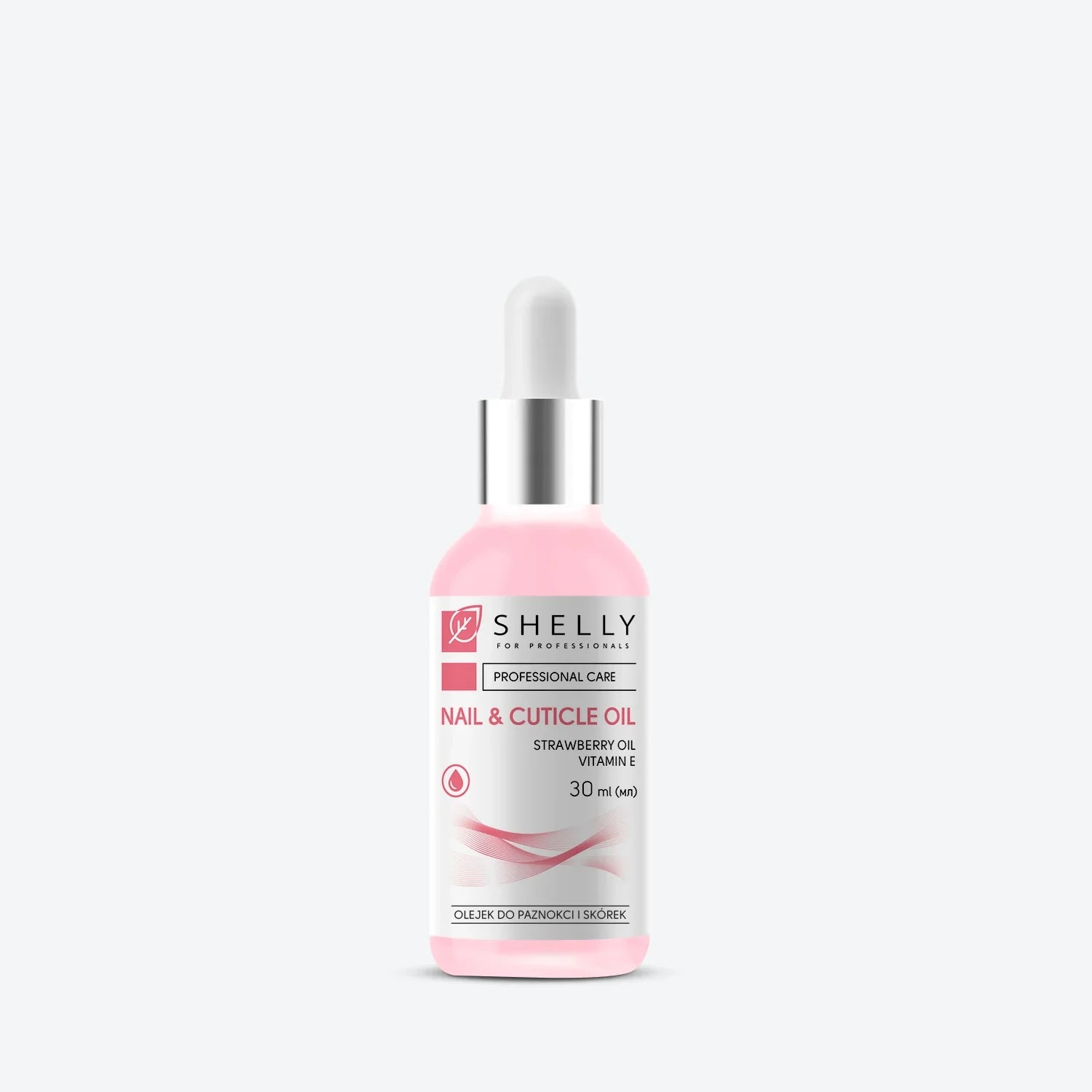 Nail and cuticle oil bottle with dropper, strawberry scent, 30ml, for manicure care