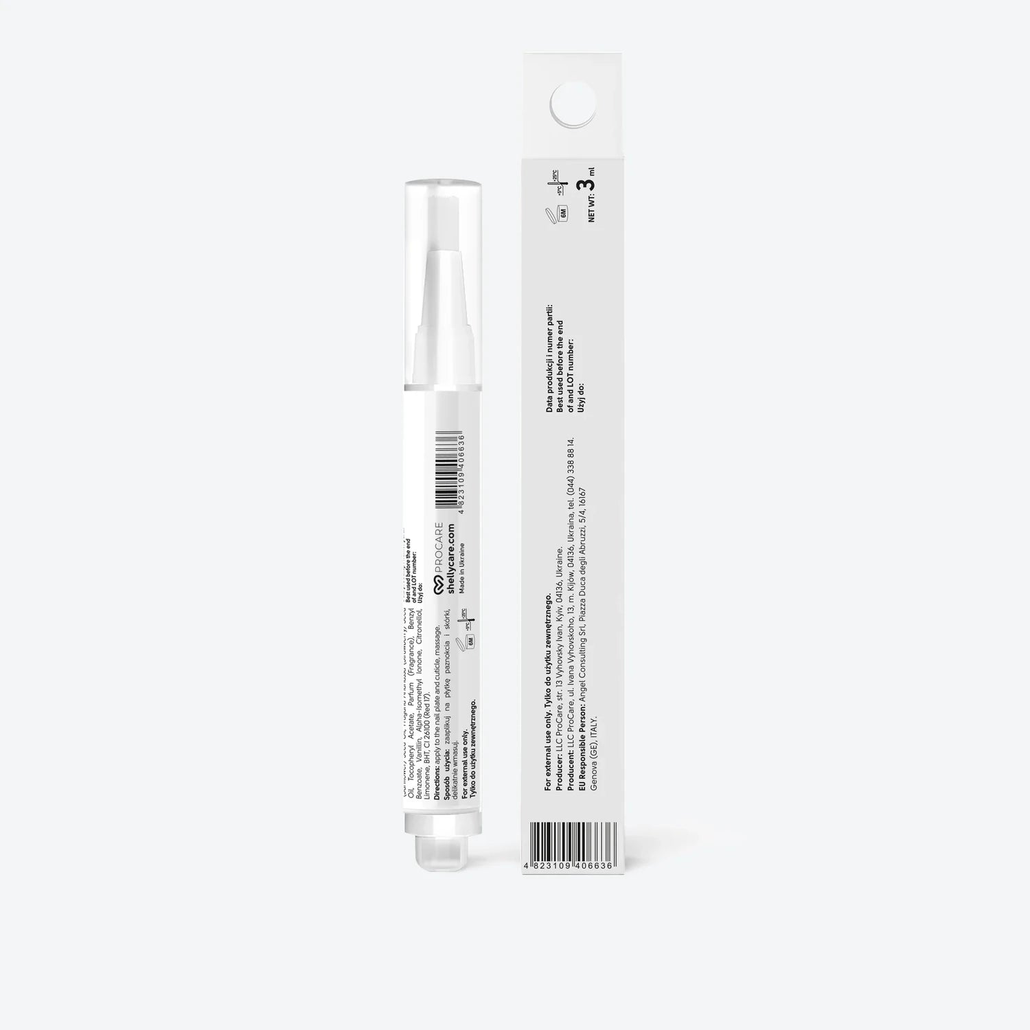 Nail and cuticle oil pen with white box, 3 ml, for manicure and nail care
