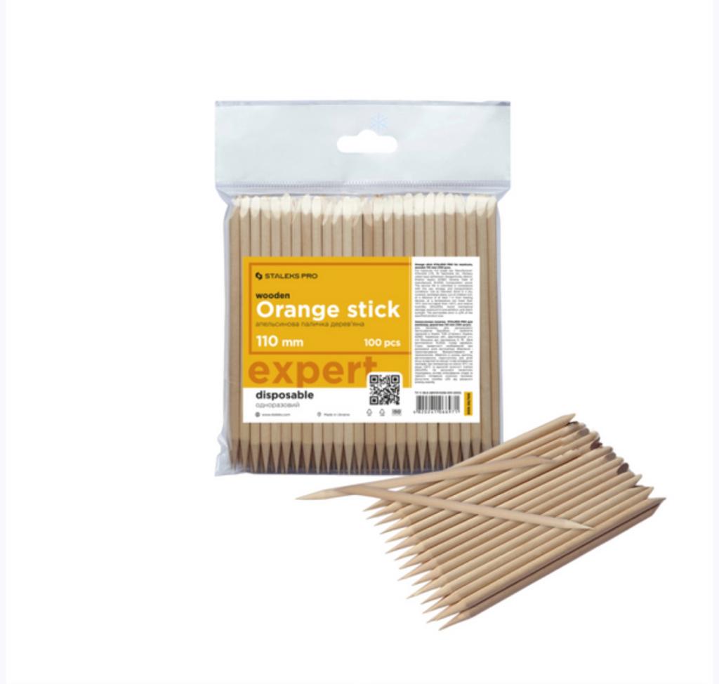 Pack of 110mm disposable wooden orange sticks for manicure and nail care, 100 pieces.