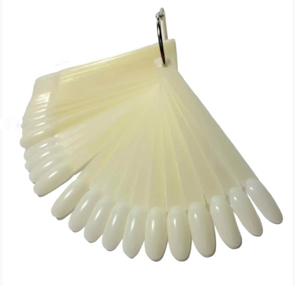 Plastic nail display fan with oval tips for manicure and nail polish color samples