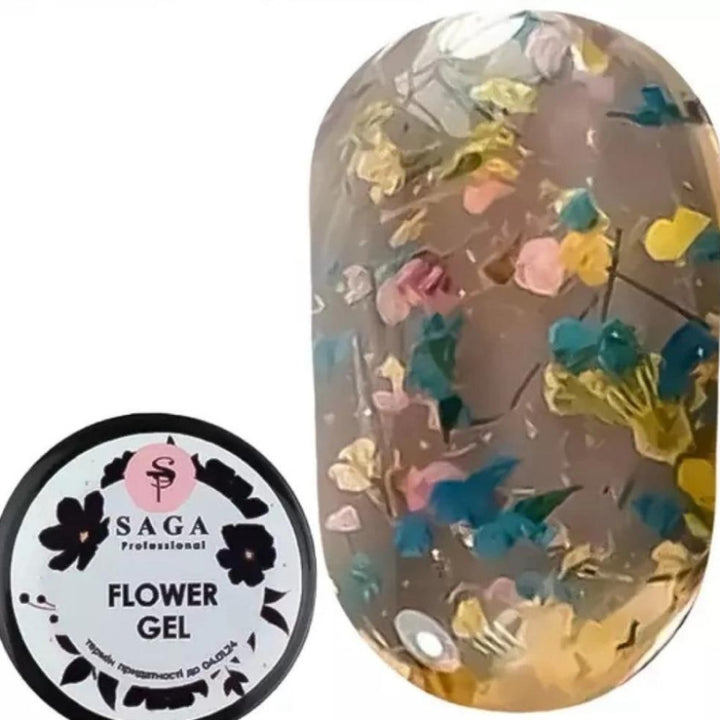 SAGA professional Flower gel 5 (with dried flowers -yellow) , 5 ml