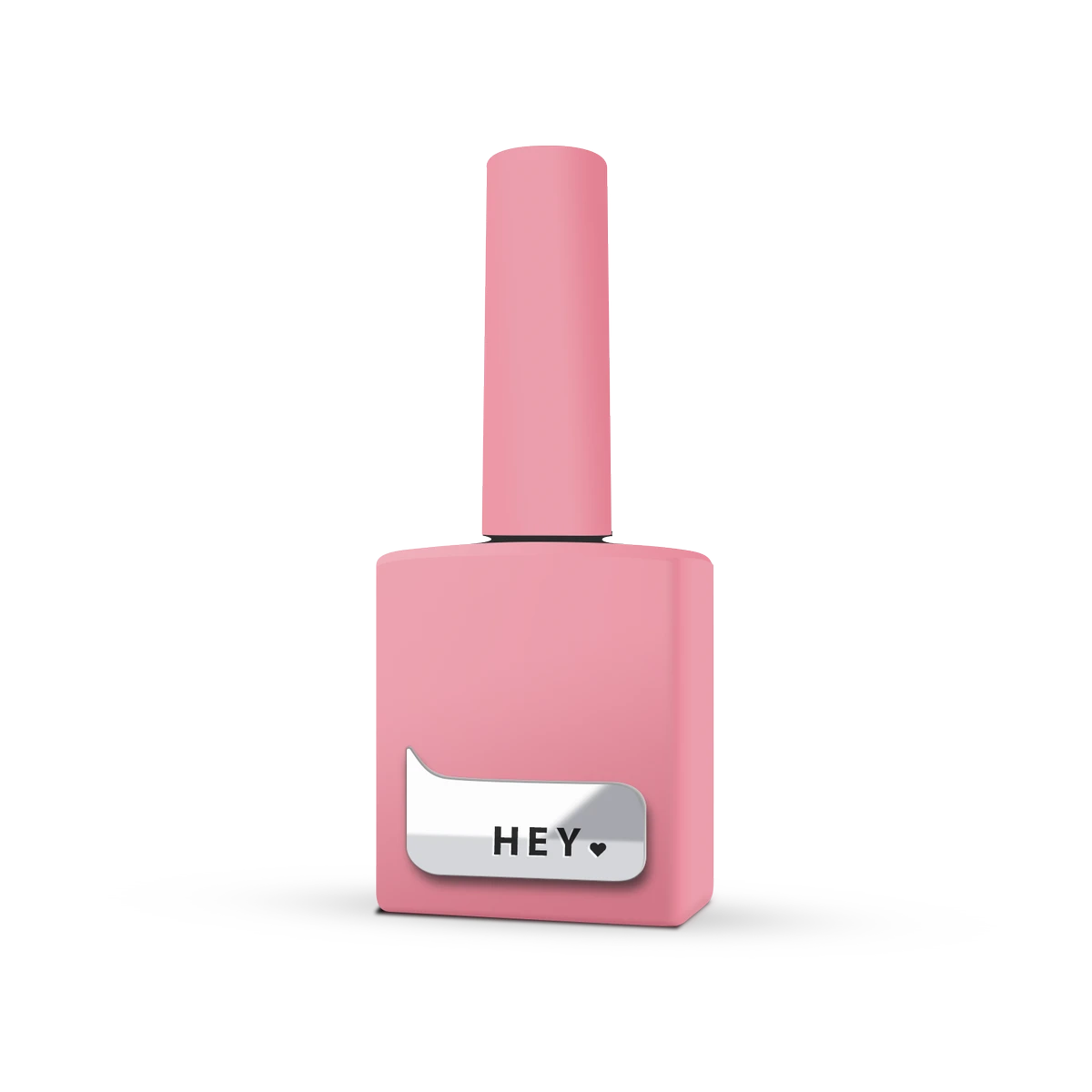 Pink gel nail polish bottle with 'HEY' label, manicure and pedicure accessory.