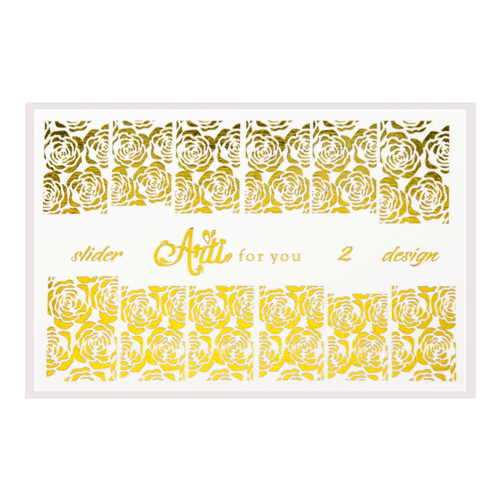 Gold floral nail art stickers with intricate rose patterns for professional manicure design