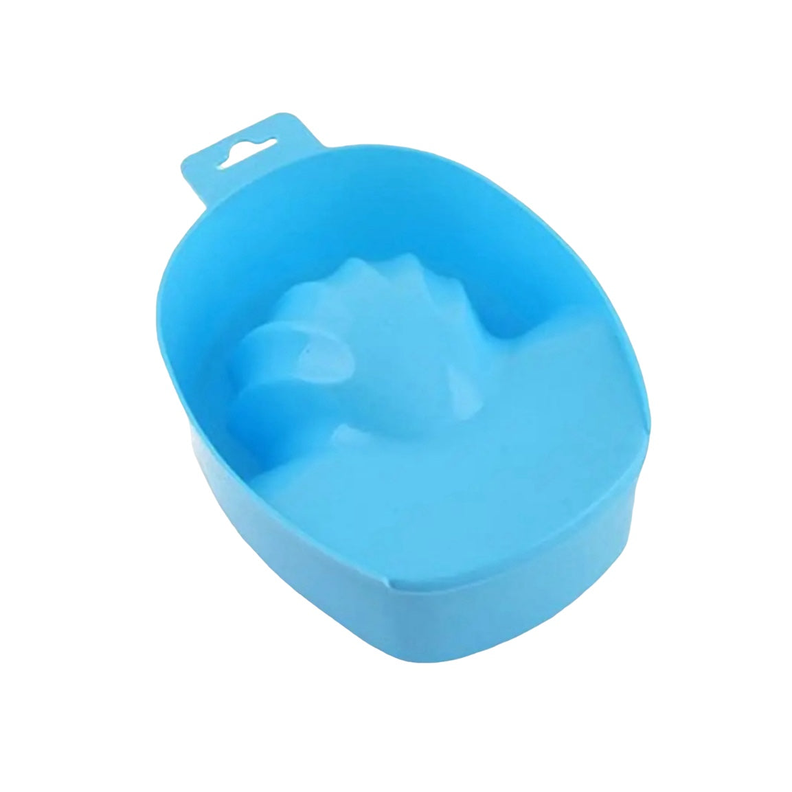 Blue plastic manicure soaking bowl for nail treatments and hand care