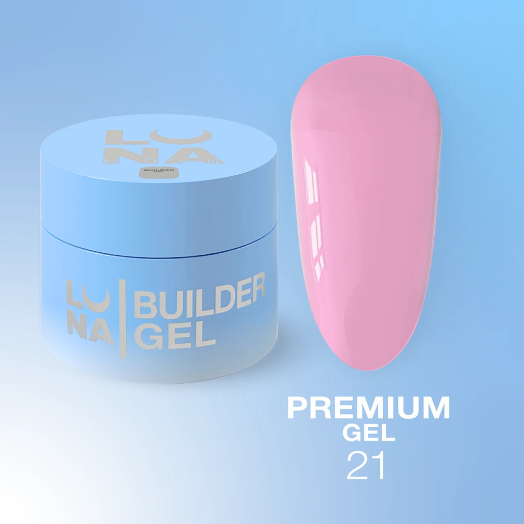 LUNA Premium Gel 21 – jar with matching swatch