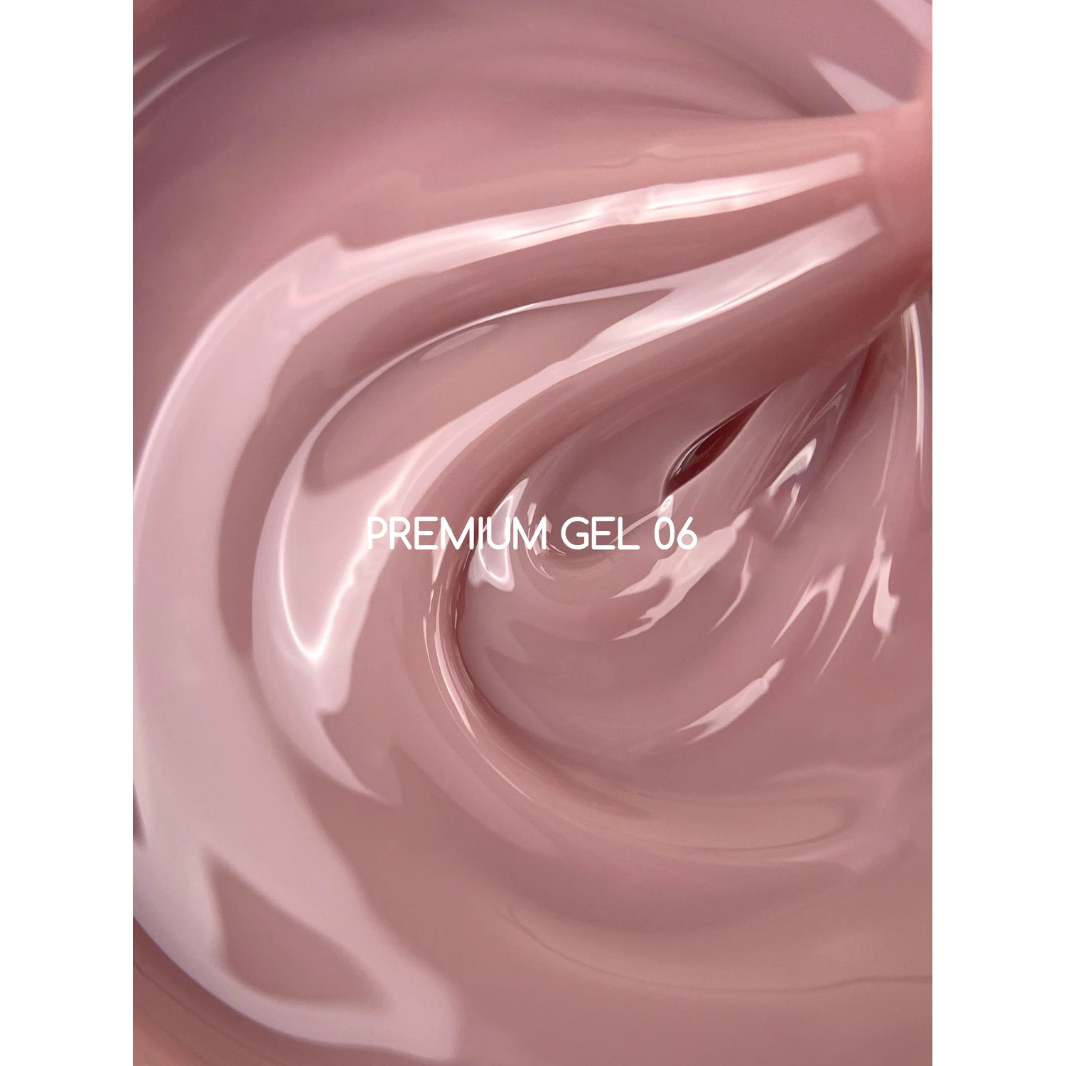 Pink gel with swirling pattern and 'PREMIUM GEL 06' text on a white background