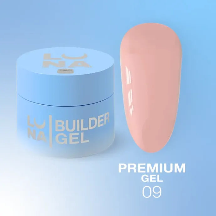 Builder gel container with pink nude builder gel sample, premium gel 09 for nails