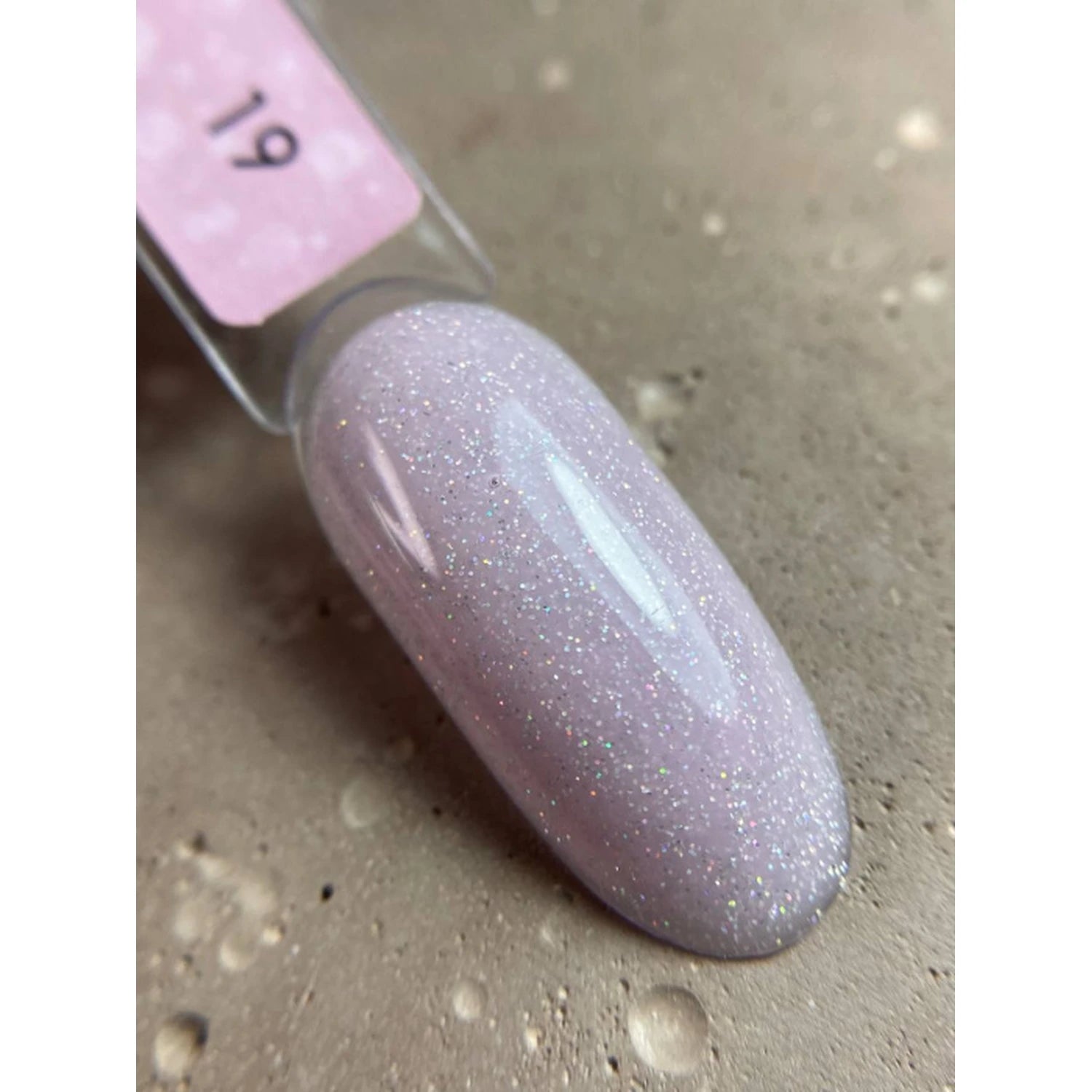 Light purple glitter gel polish swatch for professional manicure and nail art