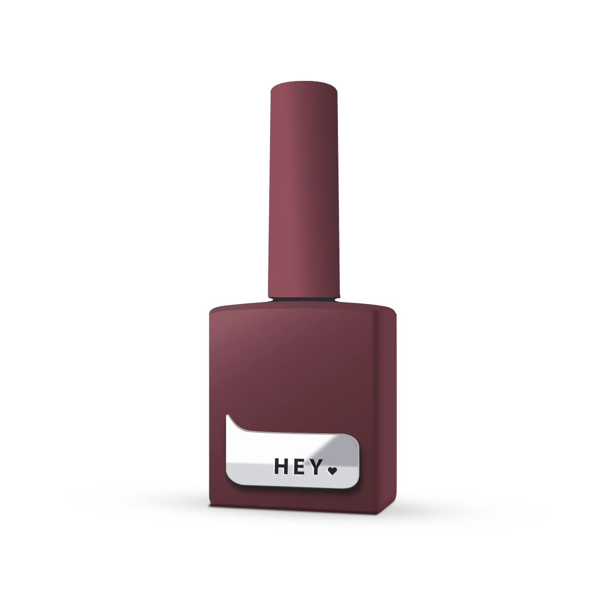Burgundy gel nail polish bottle with HEY label, professional manicure product