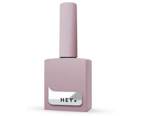 Matte pale pink gel nail polish bottle with HEY label, professional manicure product