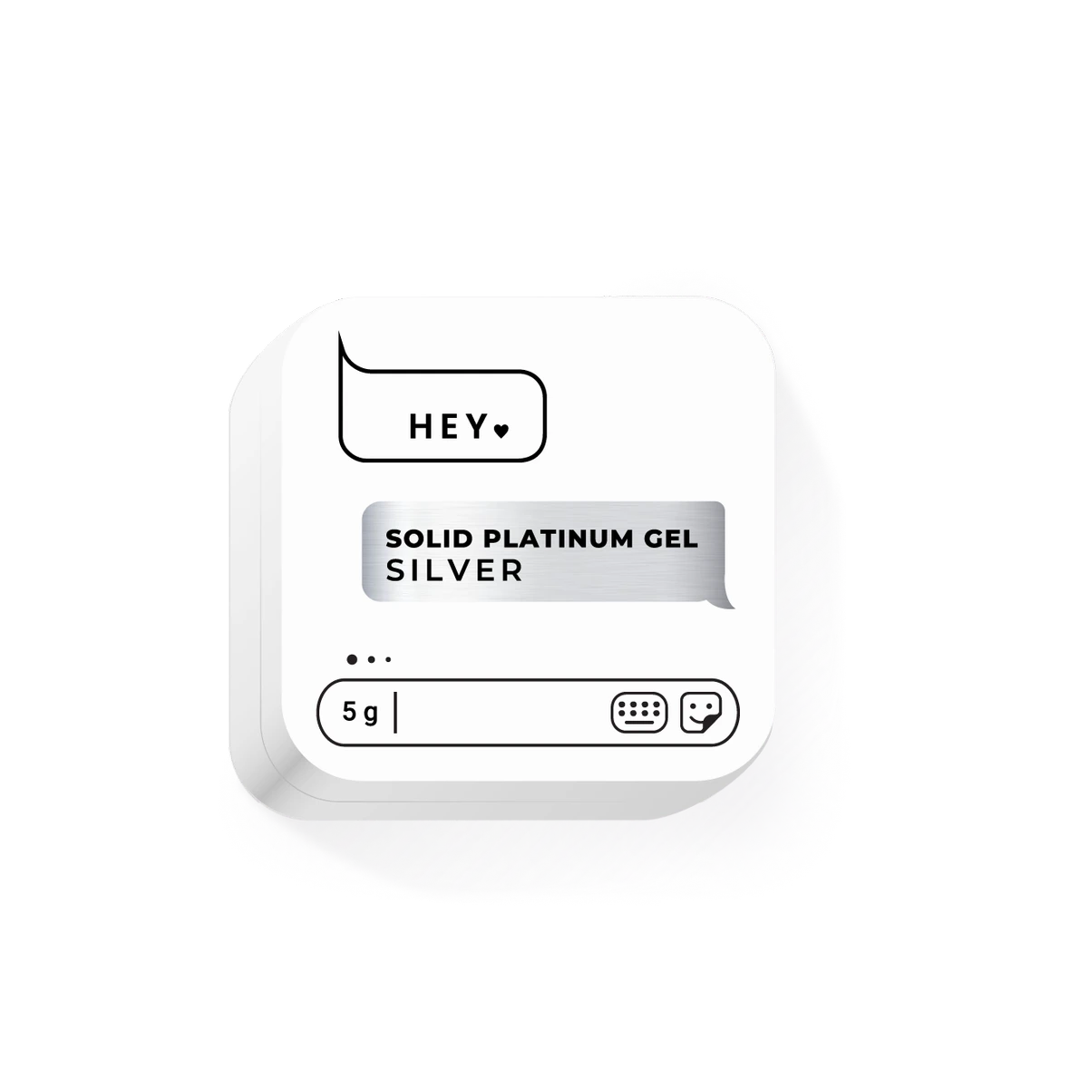 Solid platinum gel silver nail polish in a white 5g container for manicure