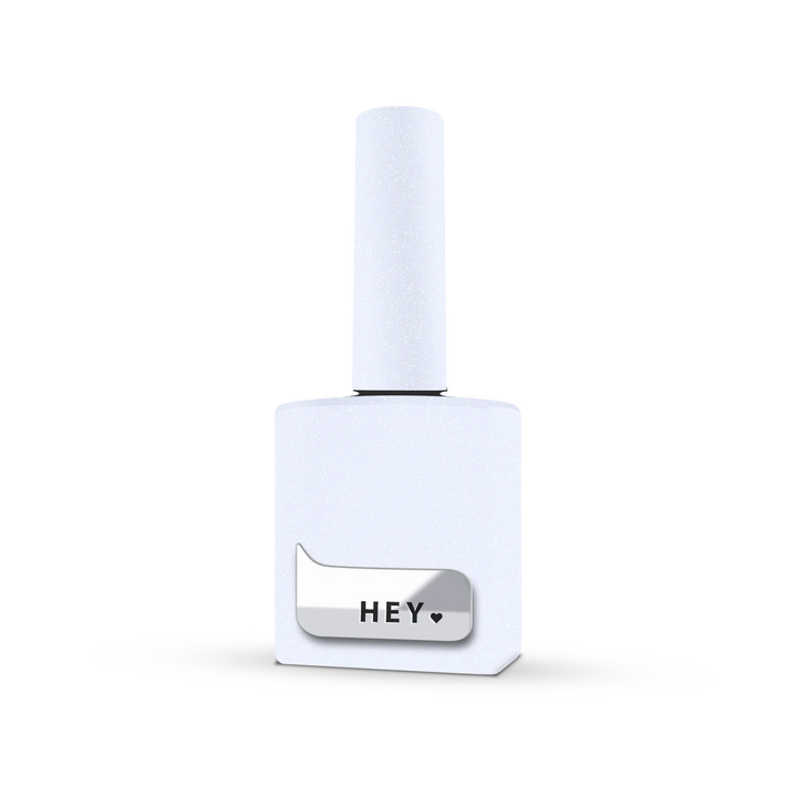 White gel nail polish bottle with silver label, professional manicure product