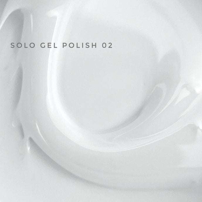 Close-up of Solo Gel Polish 02 smooth white UV gel for manicure and nail art