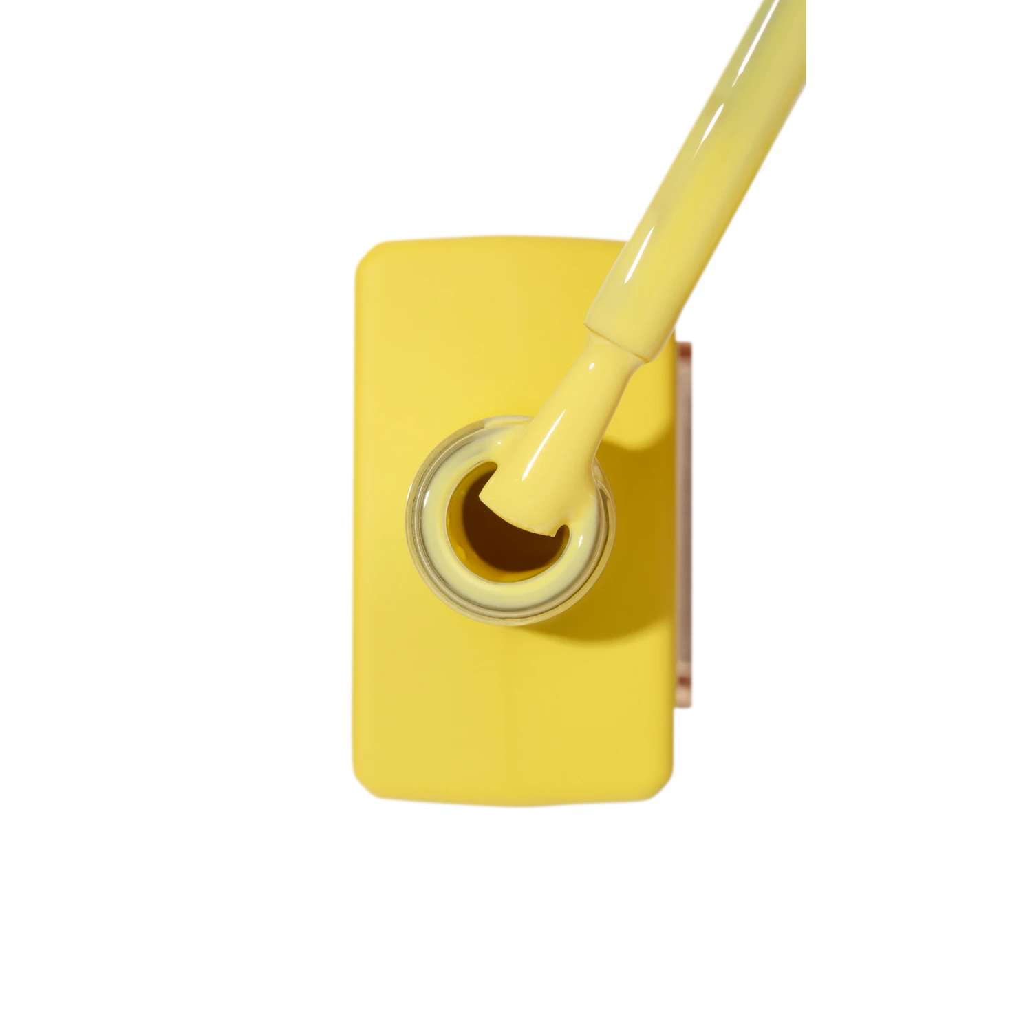 Yellow gel nail polish bottle with brush, vibrant manicure product