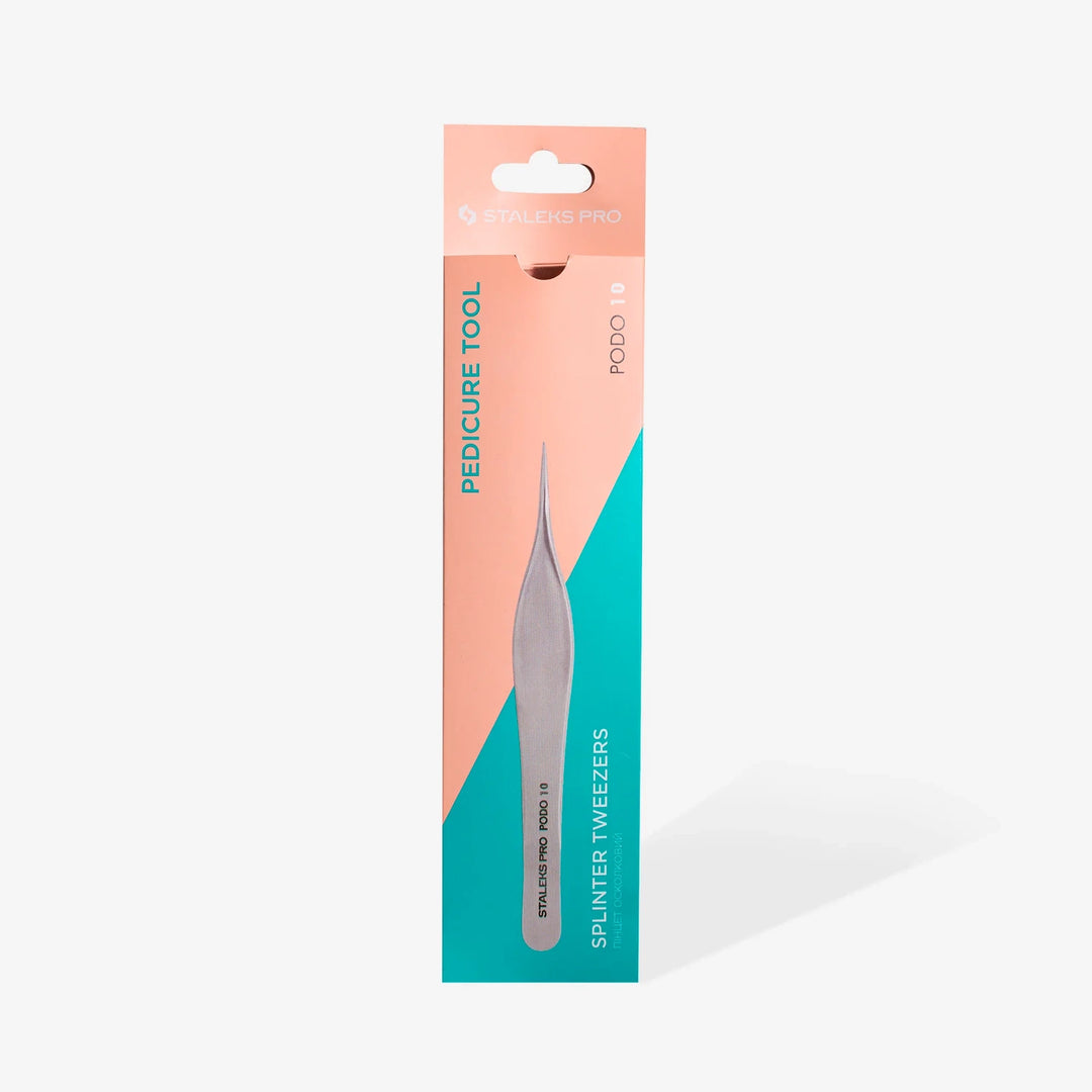 Professional pedicure splinter tweezers in peach and teal packaging for nail care