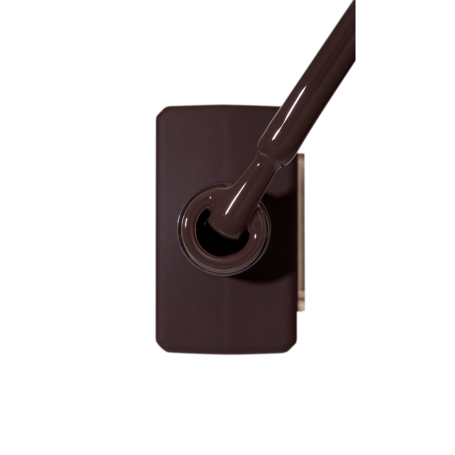 Brown gel nail polish bottle with brush, professional manicure product