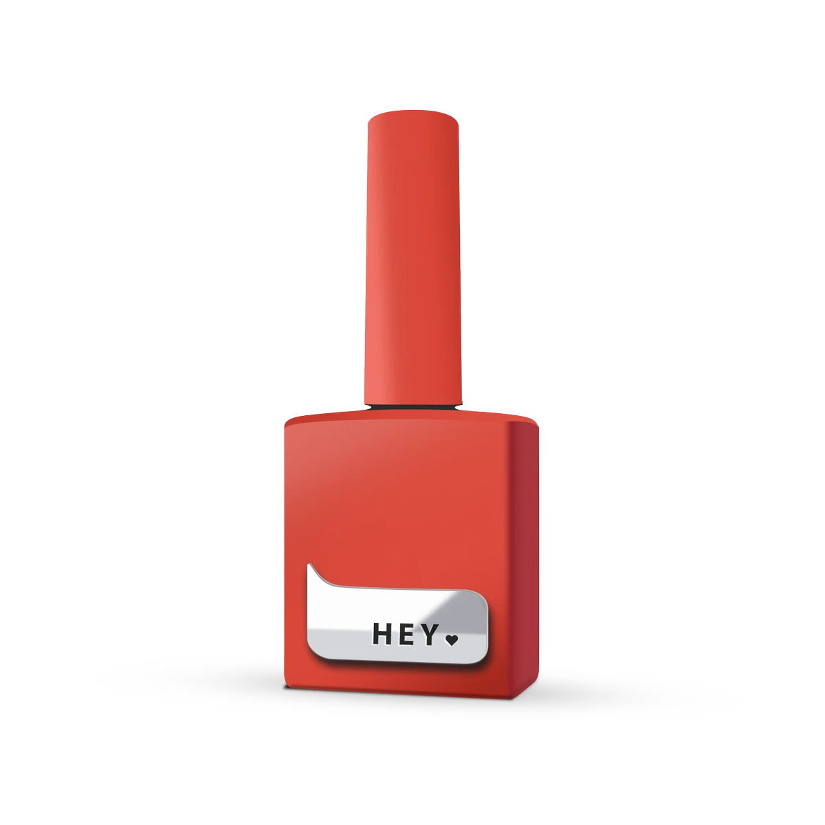 Red gel nail polish bottle with 'HEY' label, ideal for manicures and nail art