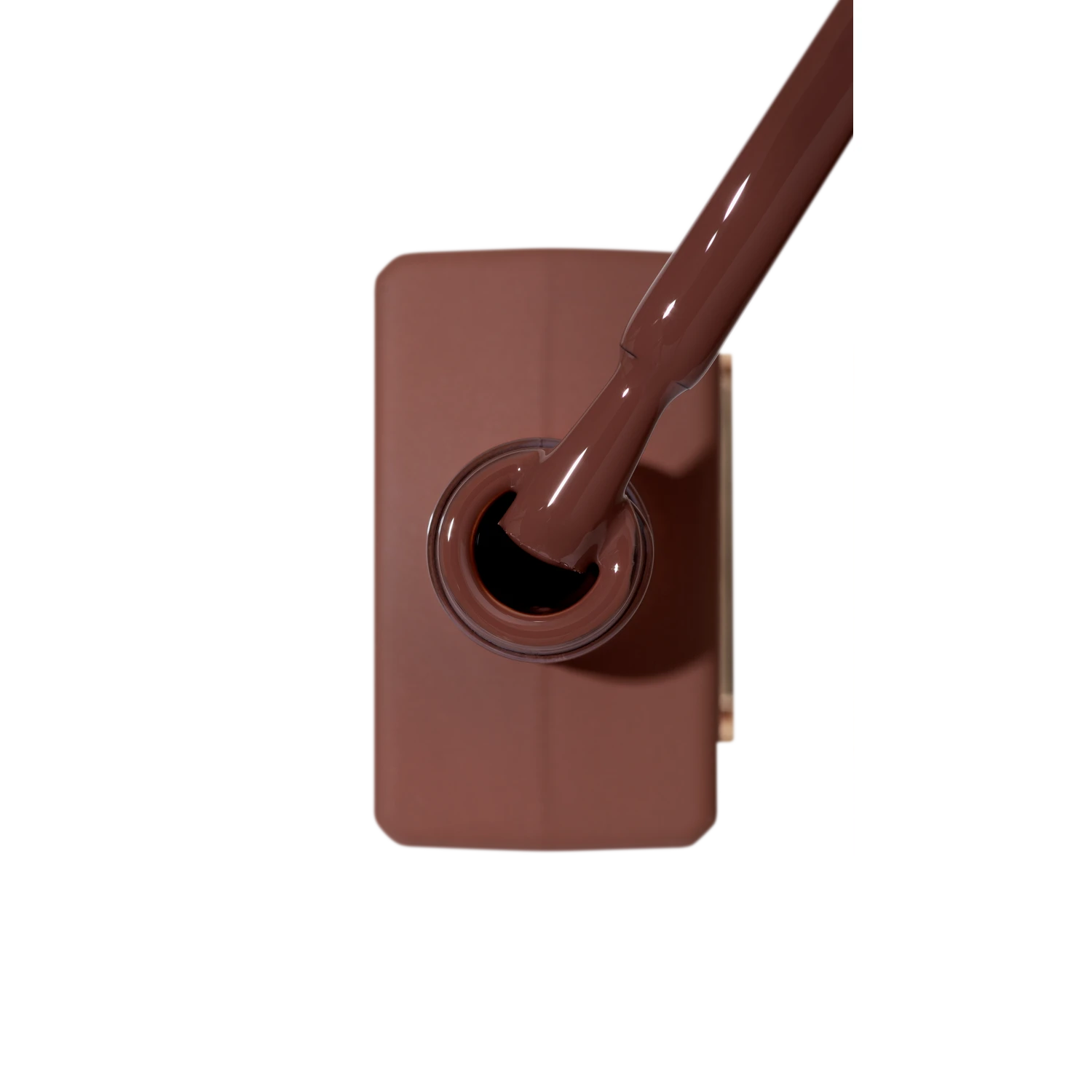 Brown gel nail polish bottle with brush, professional manicure product