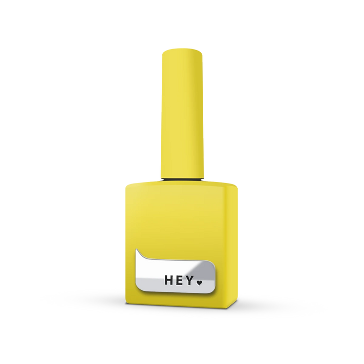 Yellow nail polish bottle with &