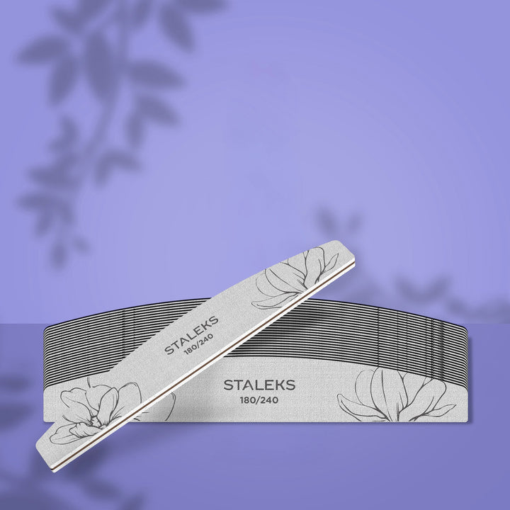STALEKS PRO Crescent Mineral Nail File EXPERT 40, 180/240 grit (25 pcs)
