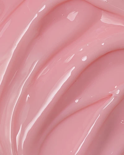 Close-up of pink builder gel texture for professional nail extension or manicure