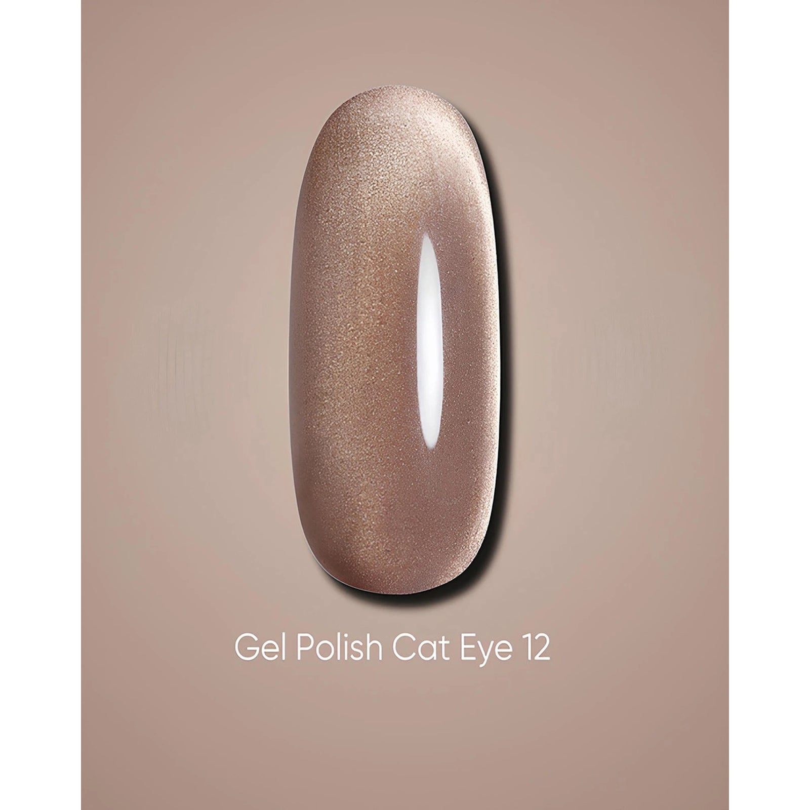 Shimmery nude gel cat eye nail polish swatch, Gel Polish Cat Eye 12 for manicure