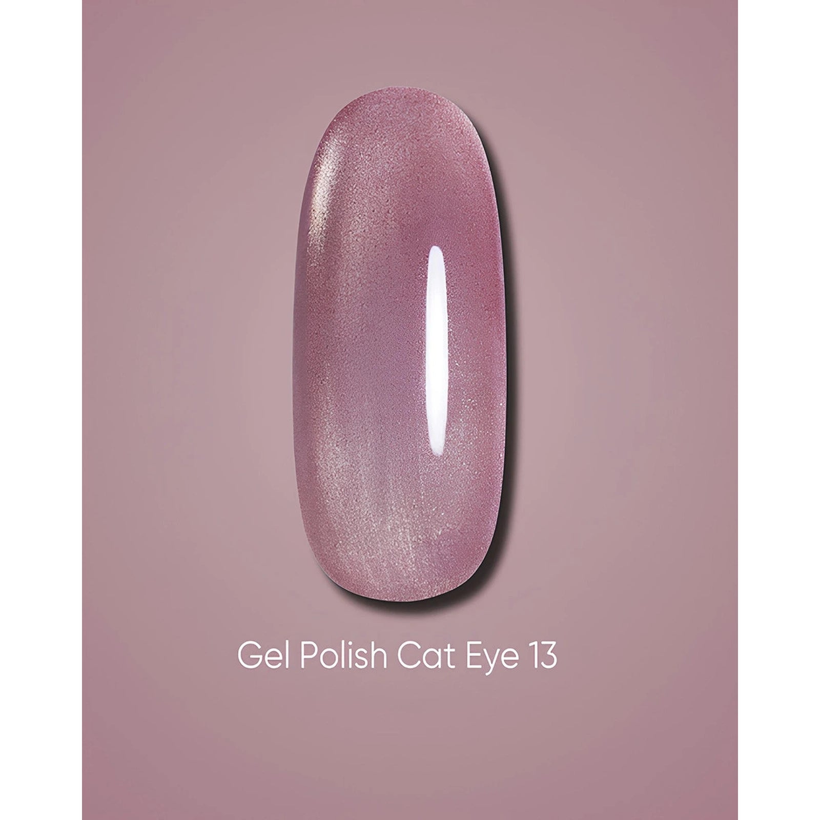 Shimmery mauve Gel Polish Cat Eye 13 swatch for manicures and nail art