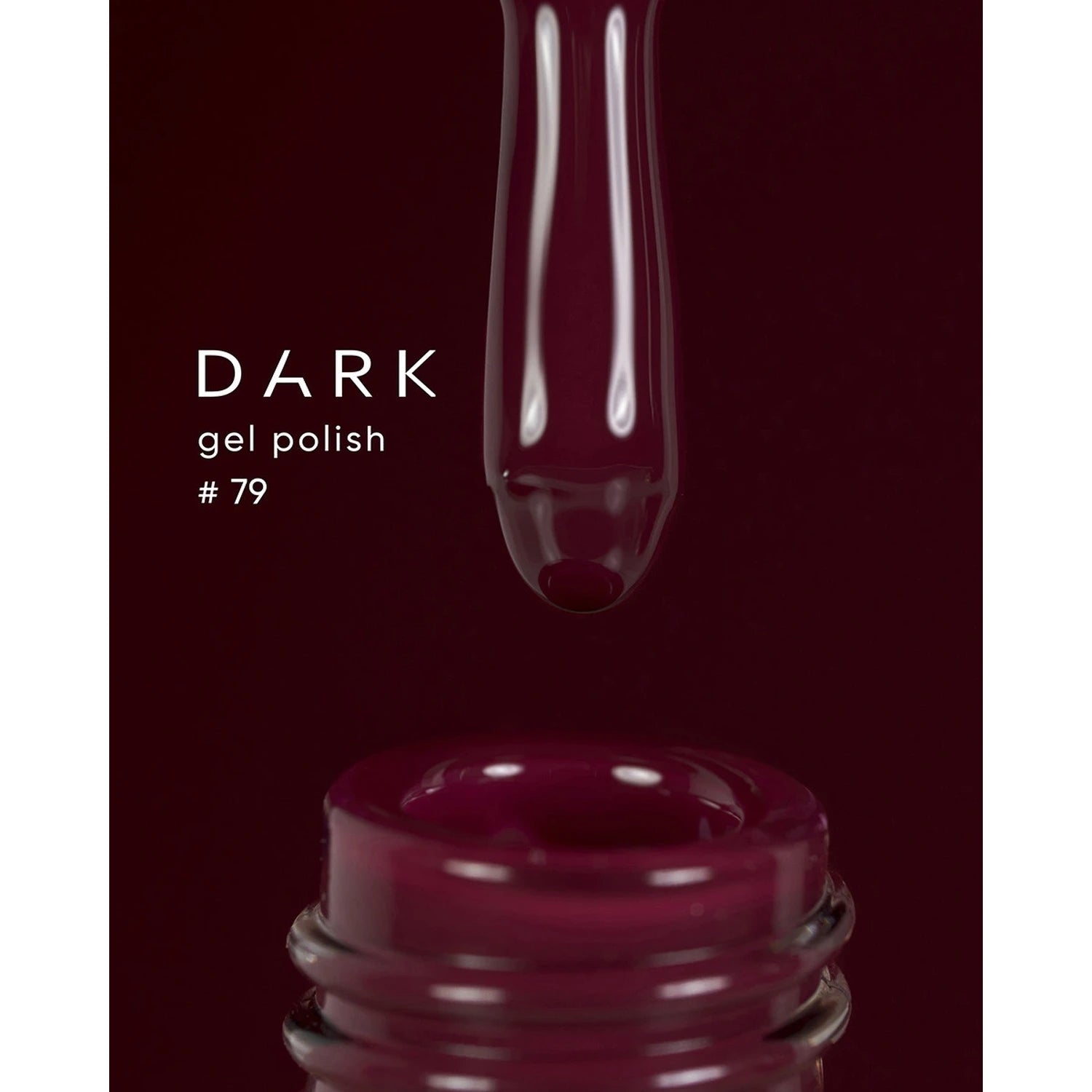 Dark burgundy gel nail polish bottle with brush, labeled gel polish #79.