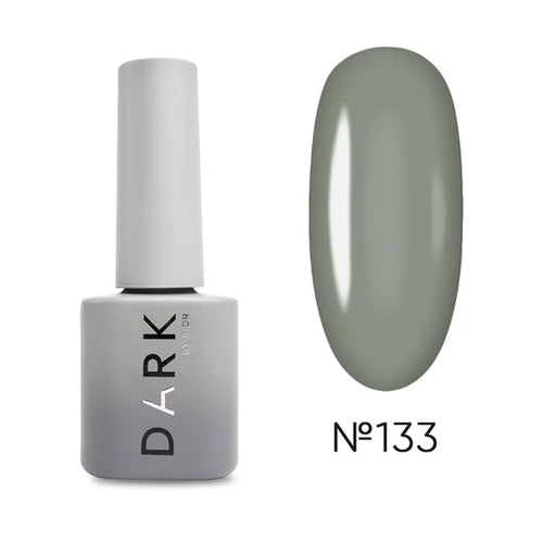 Grey gel nail polish bottle with matching swatch, shade number 133, for manicures