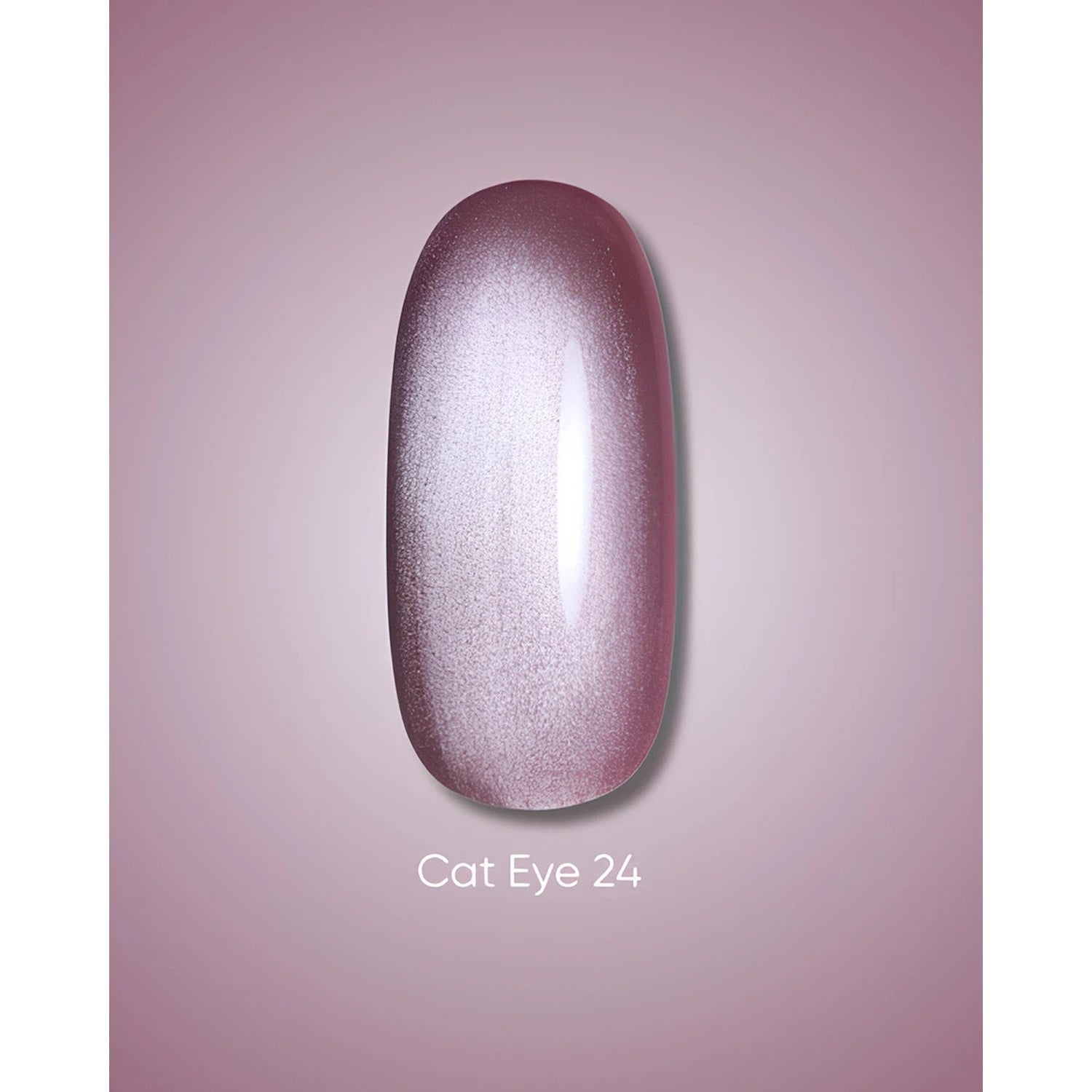Shimmery mauve Cat Eye 24 UV gel nail polish swatch on a pink background