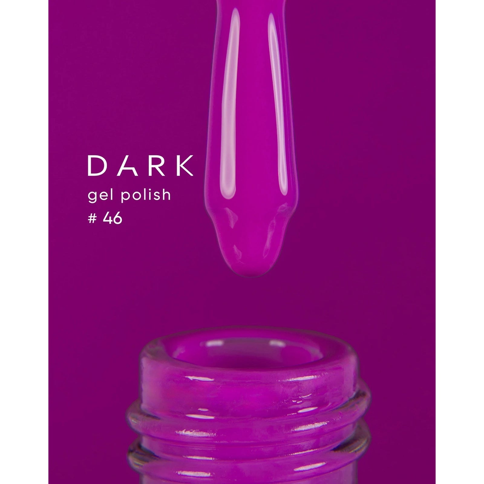 Purple gel nail polish bottle with brush, labeled Dark gel polish #46