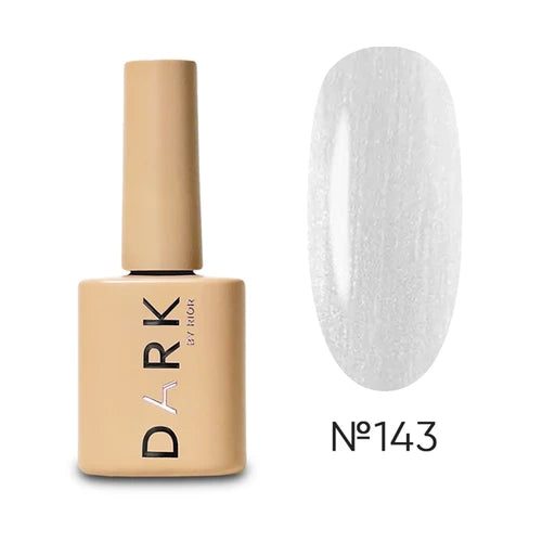 UV gel polish bottle with light shimmery white swatch, shade number 143, for manicure