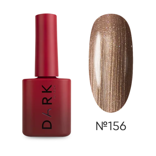 Shimmery brown gel nail polish bottle with matching swatch for manicure