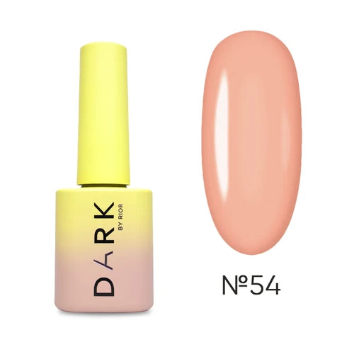 Peach nude gel nail polish bottle with color sample swatch labeled No 54