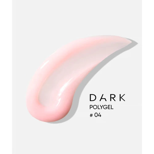 Swatch of pink polygel nail extension gel with text 'DARK POLYGEL #04' on white background