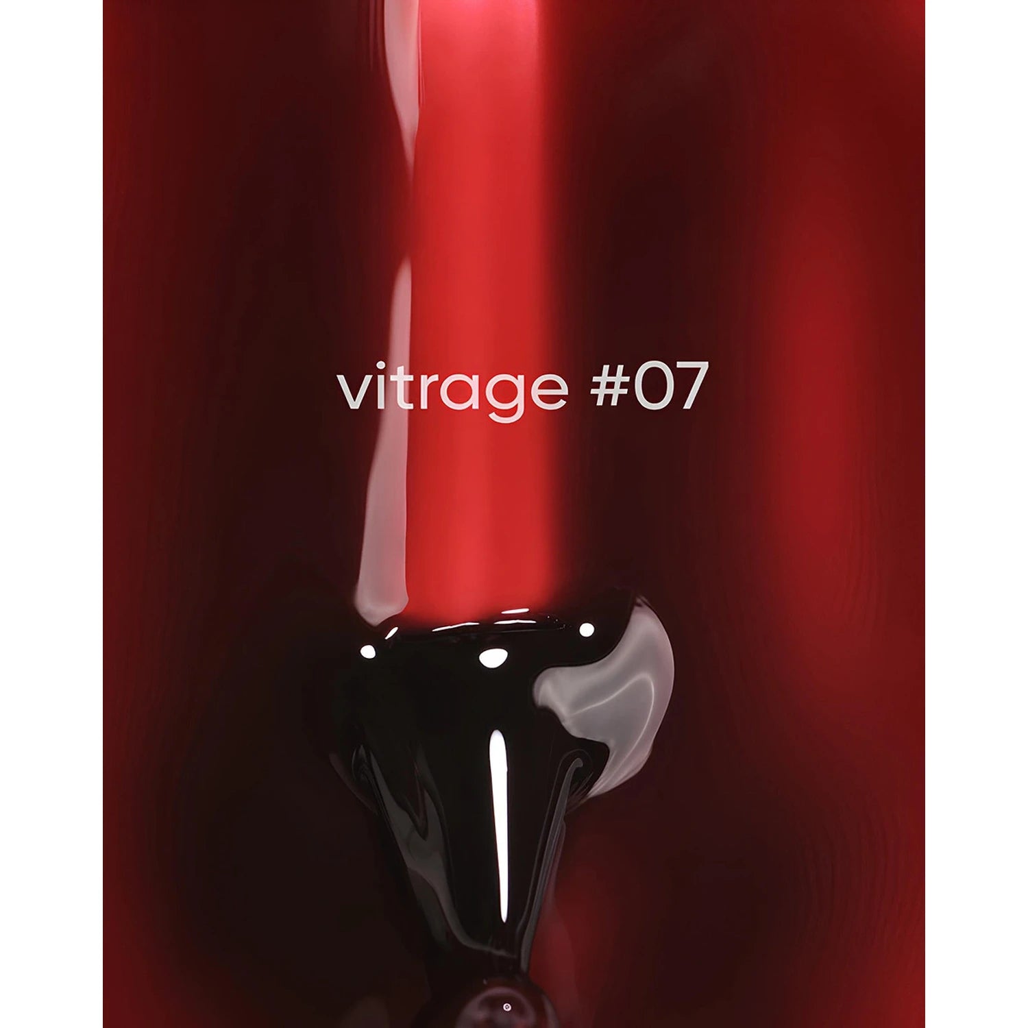 Glossy deep red nail polish texture with text 'vitrage #07', ideal for manicures