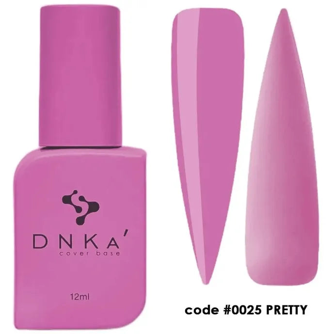 Pink rubber base nail polish bottle and swatches, code 0025, for manicure and nail art