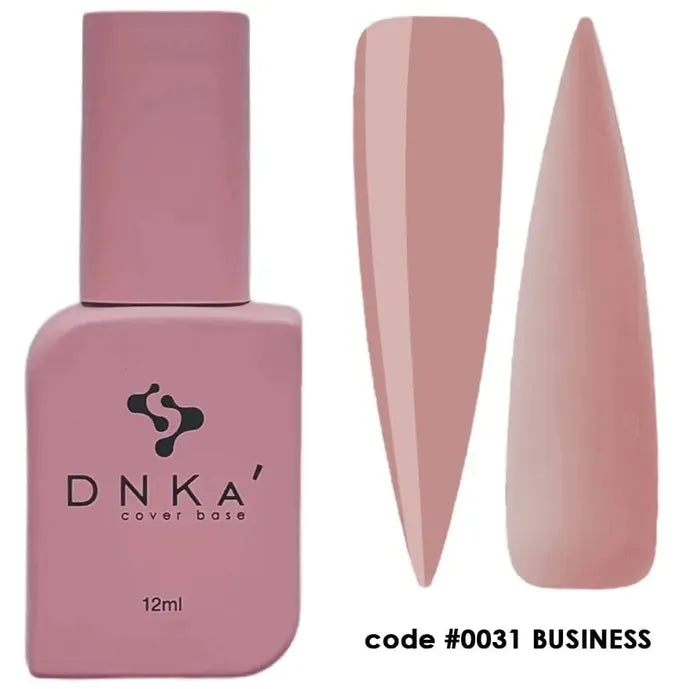 Pink rubber base gel polish bottle with matching nail swatches, code 0031 BUSINESS.