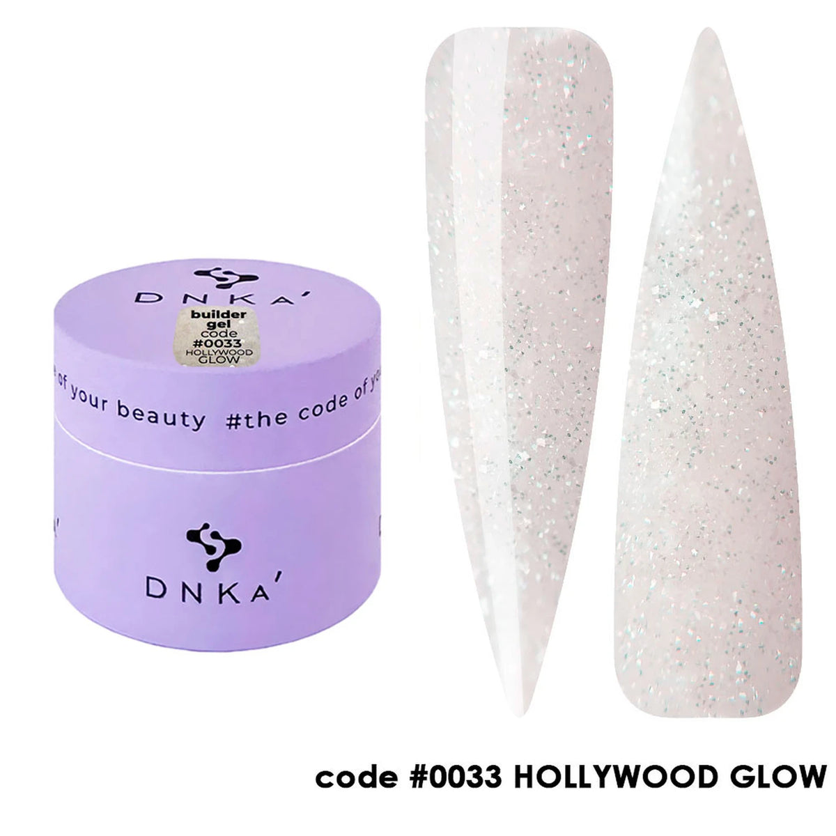 DNKa' Builder Gel #0033 Hollywood Glow, 15 ml – pot avec nuanciers sur capsules