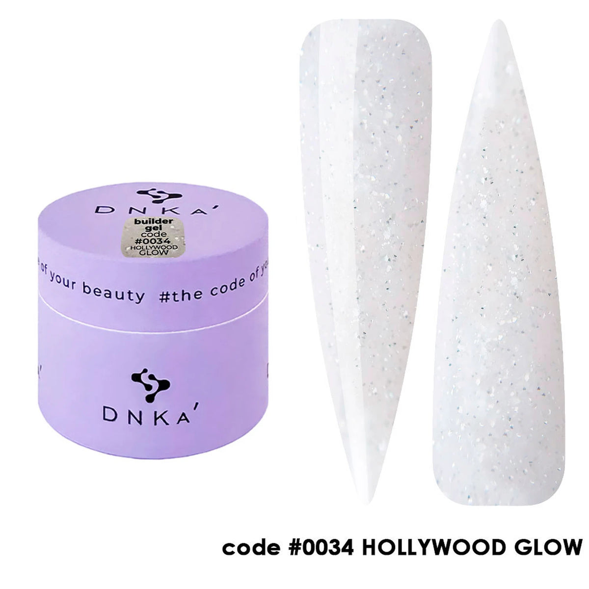 DNKa' Builder Gel #0034 Hollywood Glow, 15 ml – pot avec nuanciers sur capsules