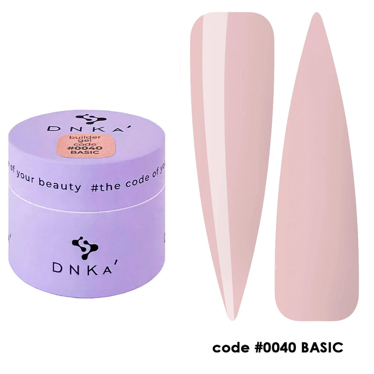 DNKa' Builder Gel #0040 Basic, 15 ml – pot avec nuanciers sur capsules