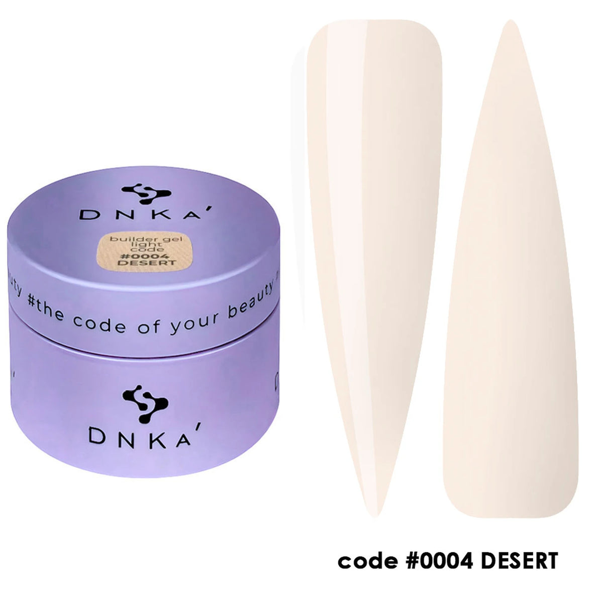 DNKa' Builder Gel Light #0004 Desert, 30 ml – pot avec nuanciers sur capsules